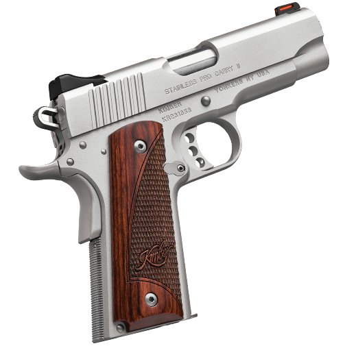 Kimber Stainless Pro Carry II .45ACP 4" SS, Low Profile Sights, 7RD, Rosewood Grips - Kimber Manufacturing, Inc. - 45 ACP