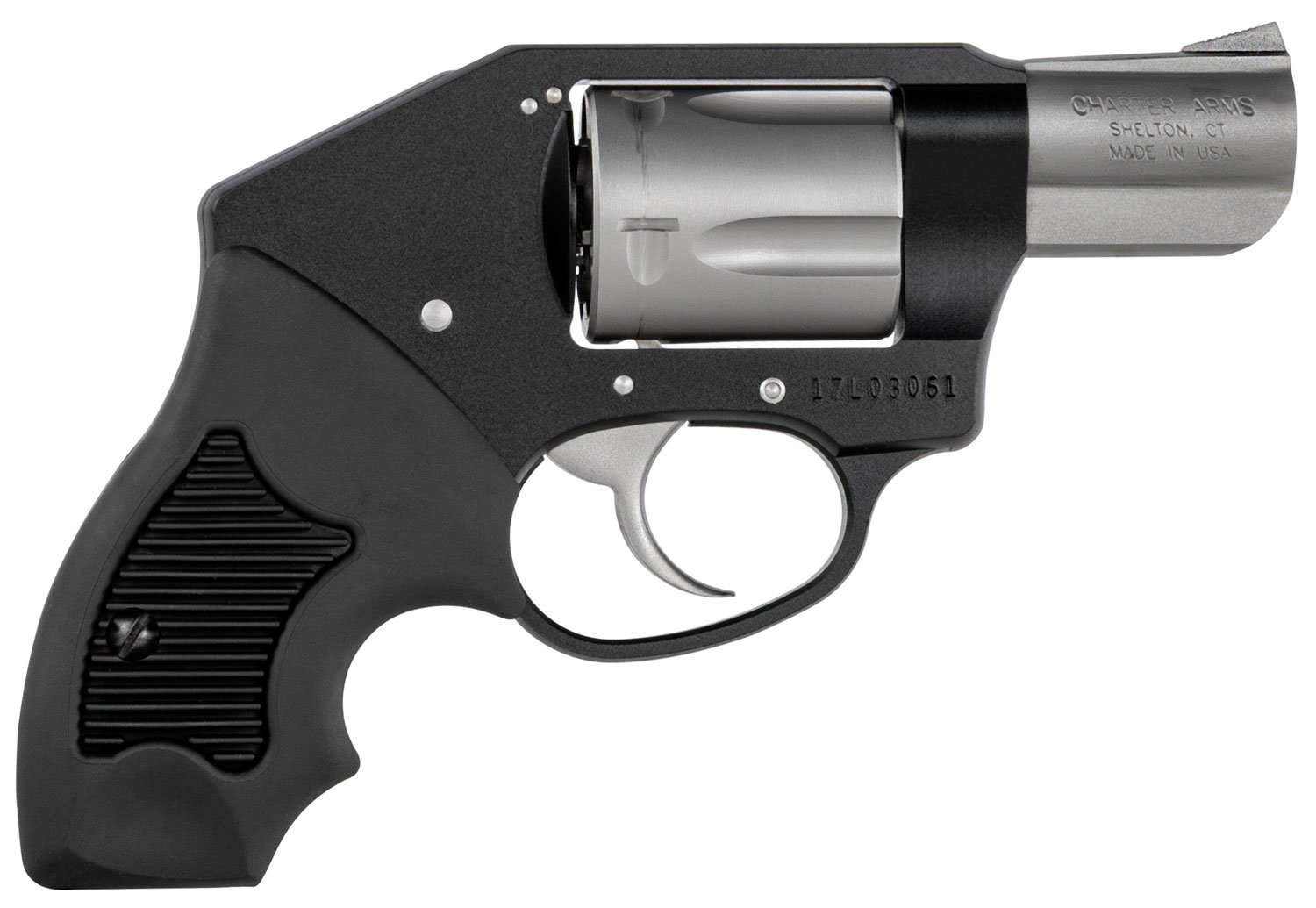 Charter Arms Off Duty .38 Spl Revolver: Lightweight, 5-Shot, 2-Inch Barrel, Enclosed Hammer, Black & Stainless Finish, Compact Grip - CHARTER ARMS - 38 Special