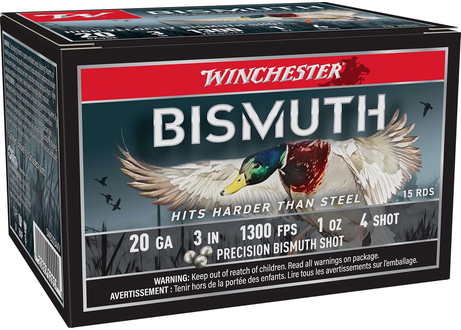 Winchester SWB2034XV 20ga Bismuth Shotshell 3" 1oz #4 1300fps 15ct - Winchester - 20 GAUGE 3"
