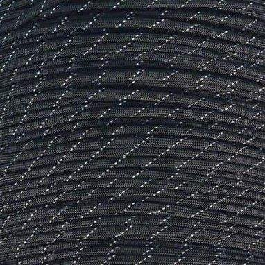 Mero 550 Paracord - 100' 550 lb Black 3 Reflctive Trac - E.L. Wood Braiding Co. Inc.