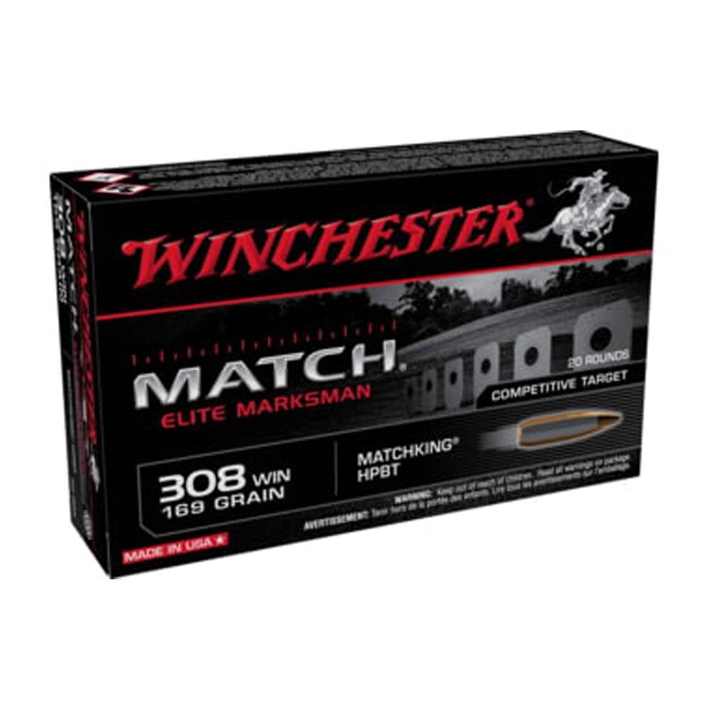 Winchester Match Elite Marksman .308 Win 169gr Sierra MatchKing HPBT Ammo - Winchester - SIERRA MATCHKING BTHP