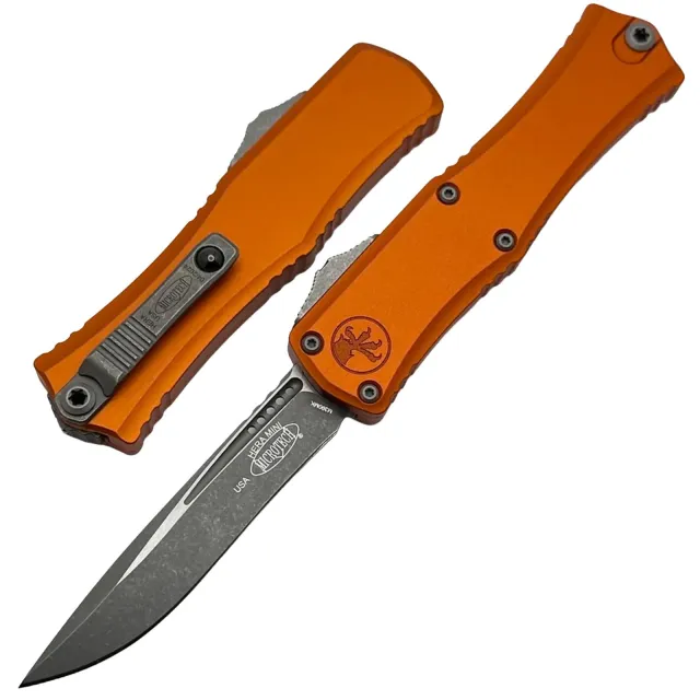 Microtech Hera II Mini 2.96 In Recurve Standard Apocalyptic Aluminum Orange Handle