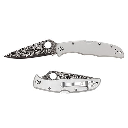 Spyderco C10TIPD Endura 4 Titanium Damascus Plain Knife - SPYDERCO