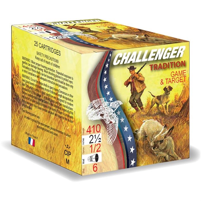 Challenger 1EX3600006 .410 Bore 2-1/2" 1/2oz #6 Shotgun Ammo 250 Case - CHALLENGER AMMO - .410 BORE