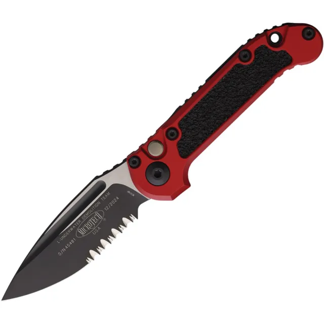 Microtech LUDT G3 3.5 In Black Partial Serrated Red ALU Handle