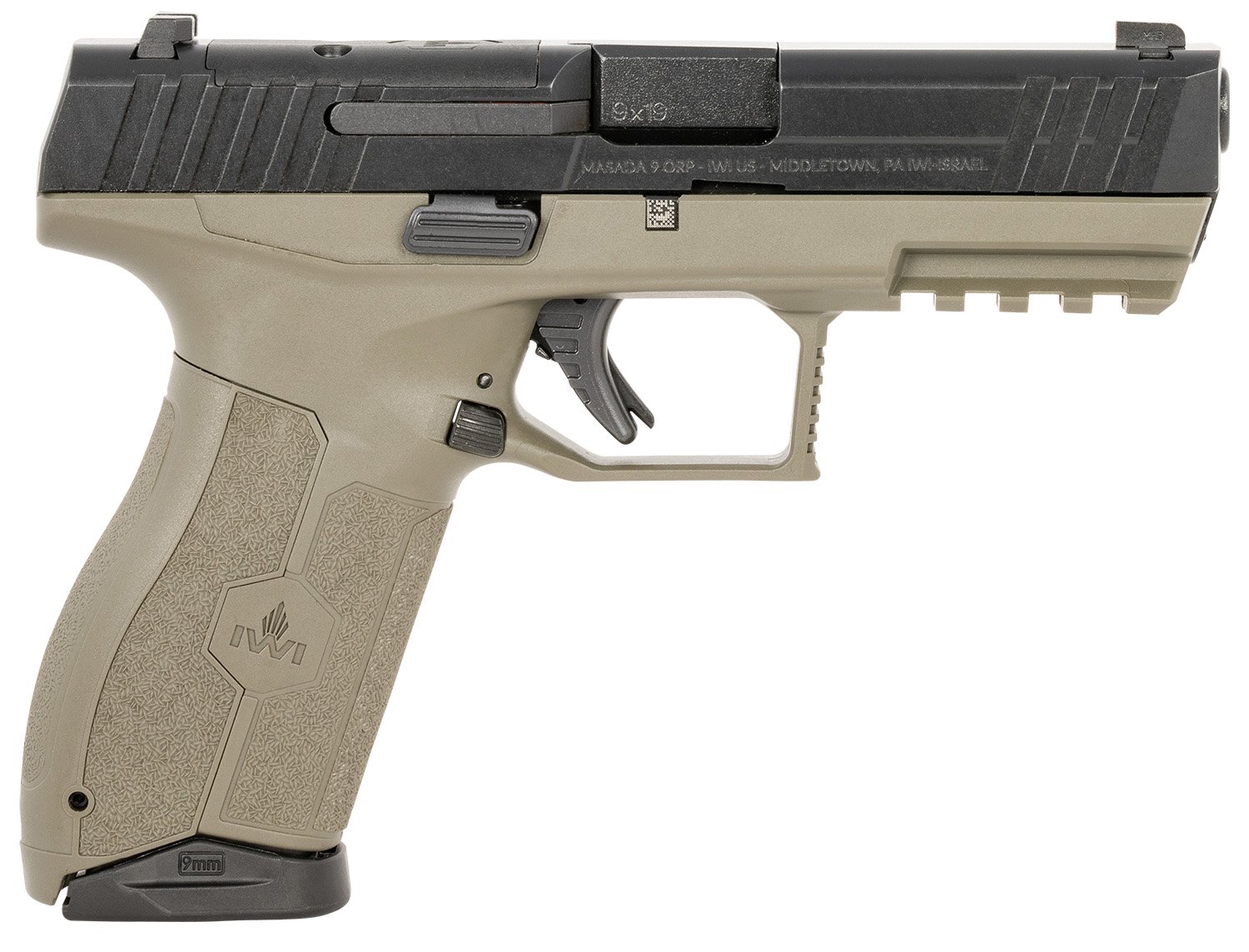 IWI MASADA Optics Ready Pistol - Black OD Green 9mm 4.1" Barrel 17rd Night Sights - IWI US - 9mm