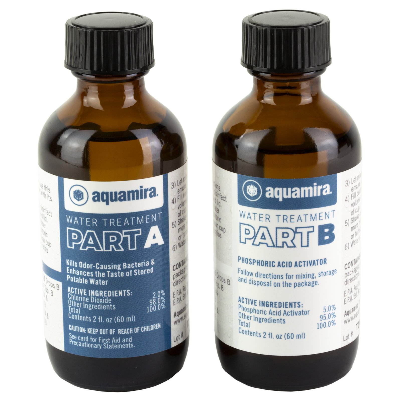 Aquamira Water Treatment Drops 2 oz Glass Bottles Treats Up to 60 Gallons