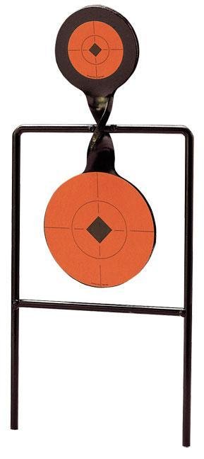 Birchwood Casey 46344 World of Targets Super Double Mag Spinner 4.50"/6" Handgun Black/Orange Steel Circle w/Crosshair & Diamond 0.37" Thick Standing
