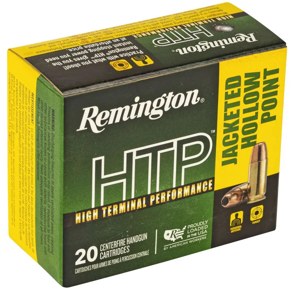 Remington HTP 9mm Luger 147 Grain JHP Ammo - High Weight Retention, Double Diameter Expansion, 20 Rounds - Remington Arms Company, LLC - JACKETED HOLLOW POINT