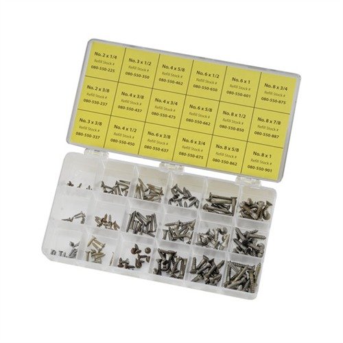 Brownells Steel Flat Head Wood Screw Kit Blued