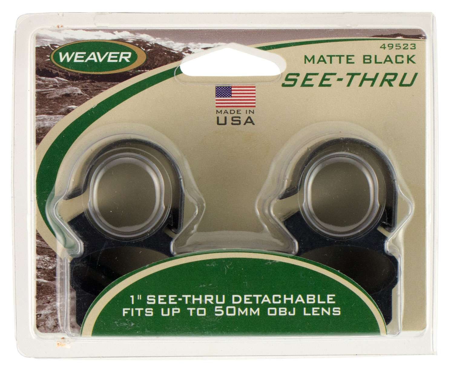 Weaver 49523 Detachable See-Thru Rings 1 in Matte Black - Weaver - 1"