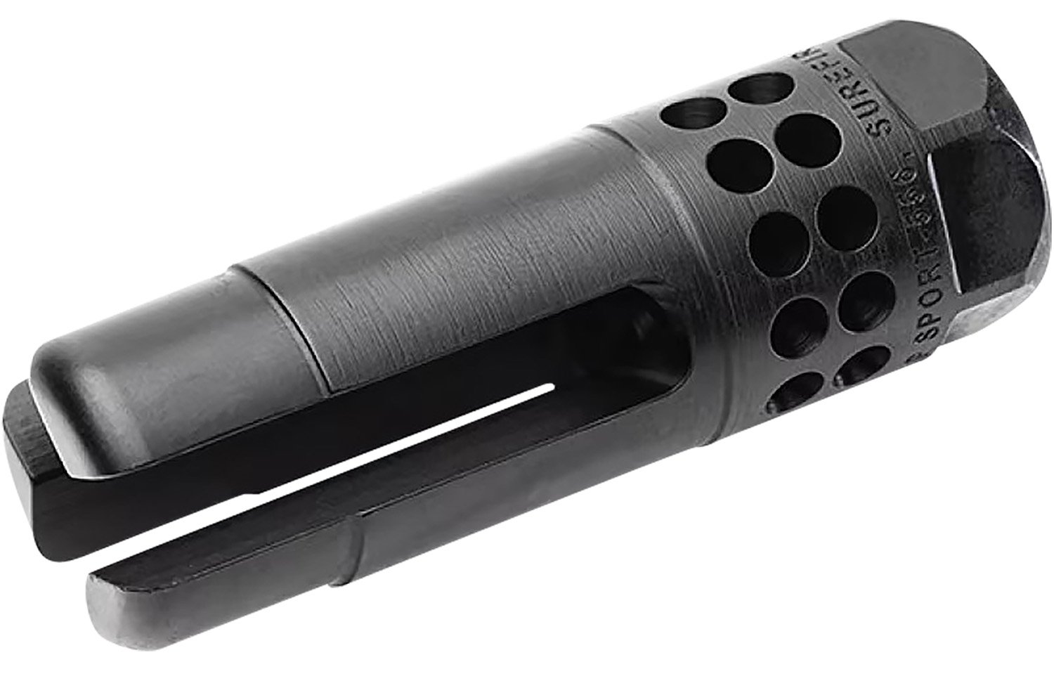 SureFire WARCOMPSPORT7625824 Flash Hider 30 Cal (7.62mm NATO) 5/8"-24 tpi, Open Tine 3-Prong, Ported Black Stainless Steel