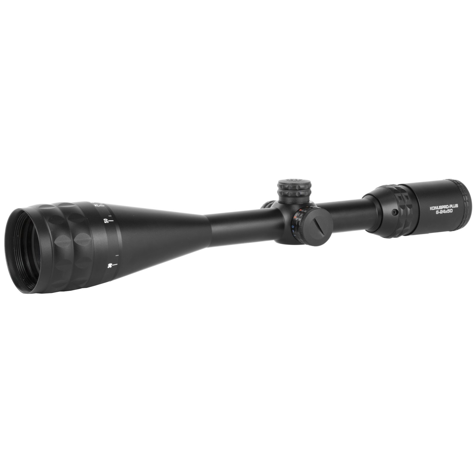 Konus USA KONUSPRO-PLUS 6-24x50mm Rifle Scope: Dual Illuminated Center Dot, Fine Cross Hair, Waterproof, Fogproof, Shockproof, Multi-Coated Optics, Matte Black