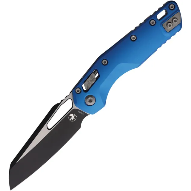 Microtech MSI 210-1BL 3.88 In Wharncliffe Black Blue Aluminum Handle