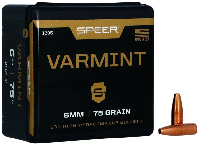 Speer 1205 Varmint 6mm .243 75gr Jacketed Hollow Point Bullets 100ct - Speer - .243 for sale at TheGunDock