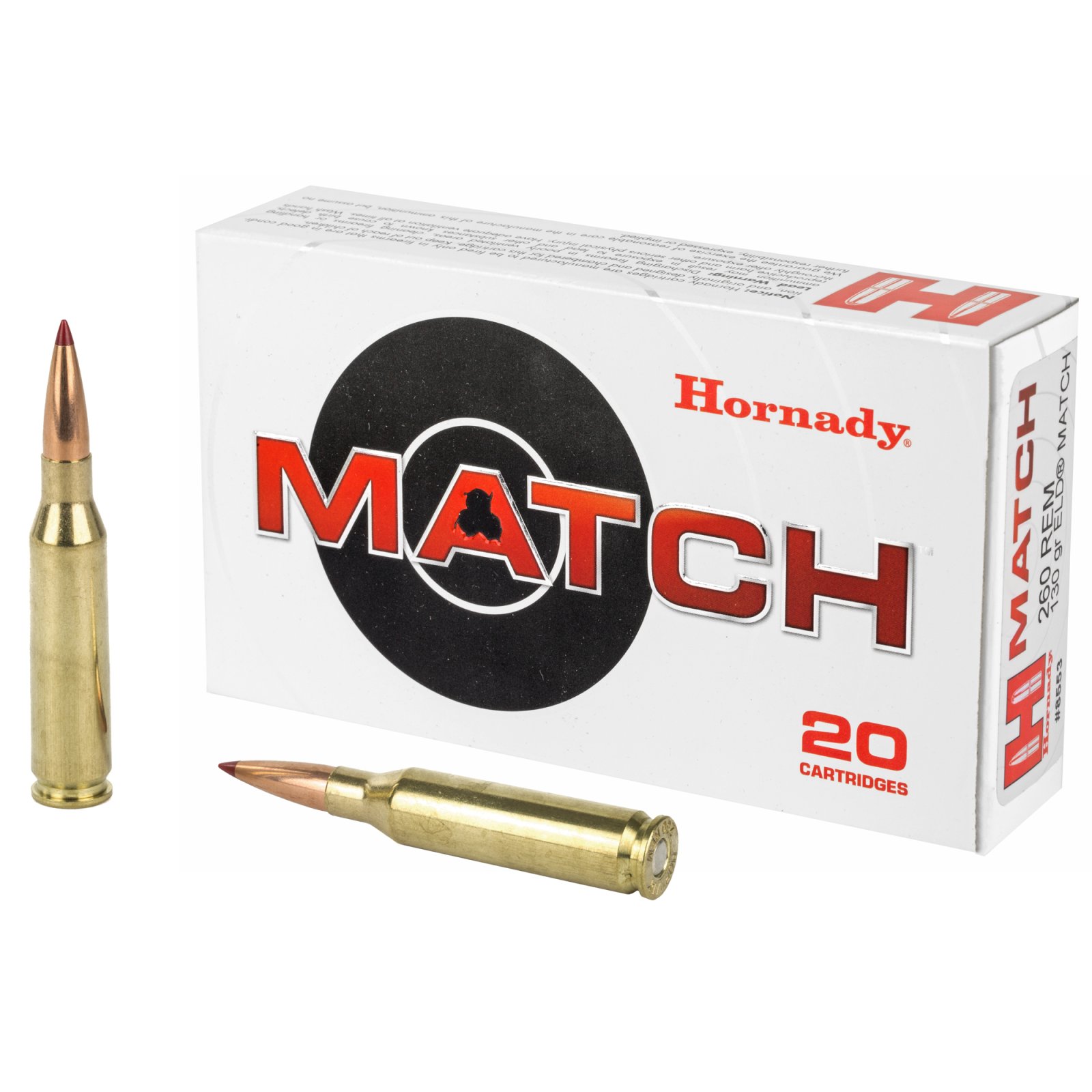 Hornady 8553 Match Target 260 Rem 130 gr ELD-M 20 Per Box/ 10 Cs