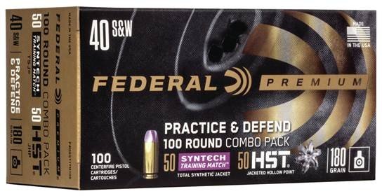 Federal P40HST1TM100: 40 S&W 180gr HST JHP/Syntech TSJ, 1010 fps, 100-Round Personal Defense & Training Ammo - Federal Premium Ammunition - HST JHP/SYNTECH TSJ