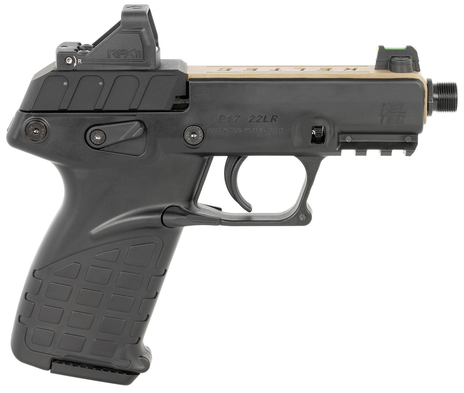 Kel-Tec P17TANBLKOPTIC P17 22 LR 3.80" 16+1 w/Optic & Holster Tan/Black