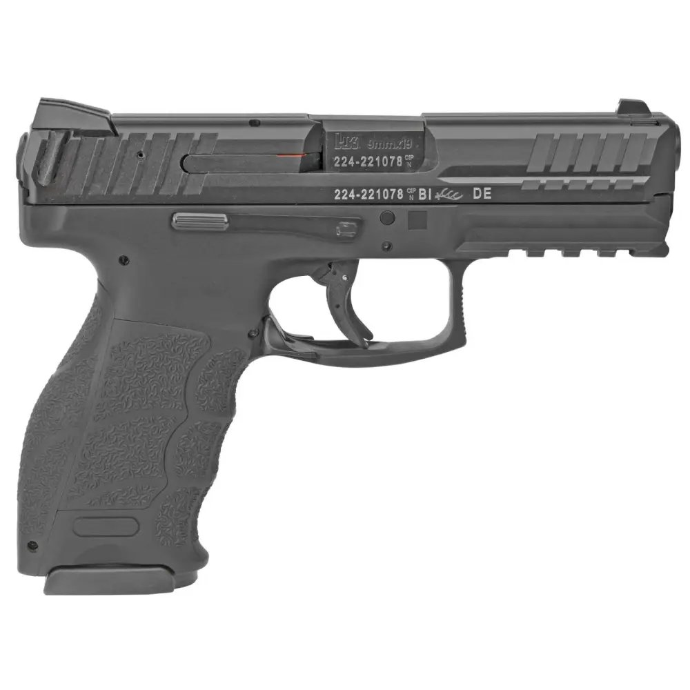HK 81000223 VP9 9mm Luger Handgun: 10+1 Capacity, 4.09" Polygonal Rifled Barrel, Black Serrated Slide, Polymer Frame with Picatinny Rail, Ambidextrous