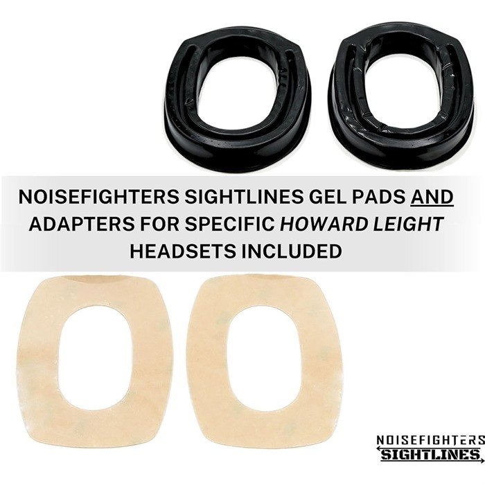 Noisefighters AD105 Sightlines Gel Ear Pad Adapter Plates Howard Leight Black