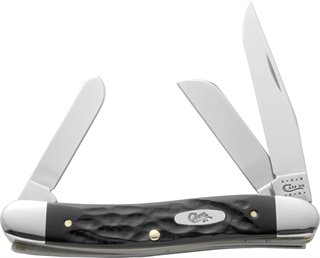 Case Cutlery Medium Stockman Folding Knife Rough Black SS Blades - CASE CUTLERY - CLIP POINT/SHEEPSFOOT/SPEY