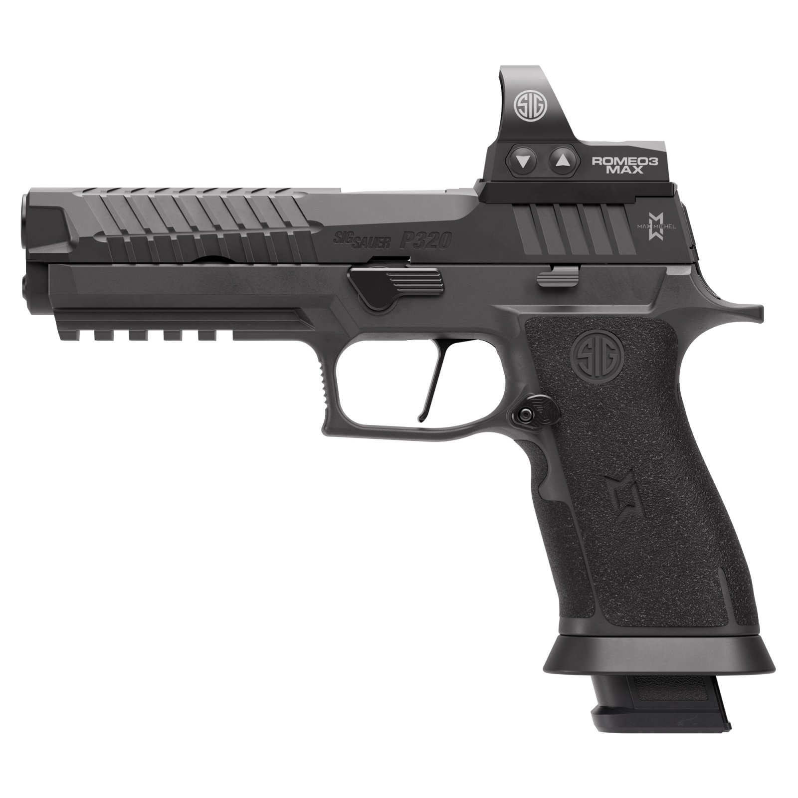 Sig Sauer P320-Max 2.0 Handgun 9mm Luger 10rd Magazines(4) 5 Barrel Romeo3 Max 6 MOA