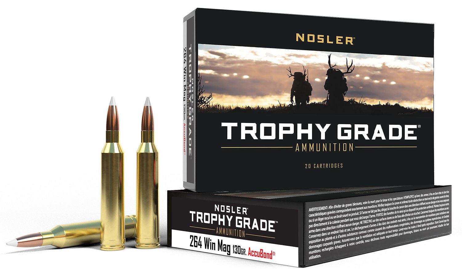 Nosler 60019 Trophy Grade Hunting 264 Win Mag 130 gr AccuBond 20 Rds - Nosler - NOSLER ACCUBOND