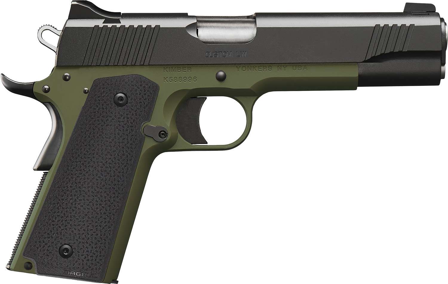 Buy Kimber 3000465 Custom LW 9mm 5" 8rd Black Slide Ranger Green Frame online