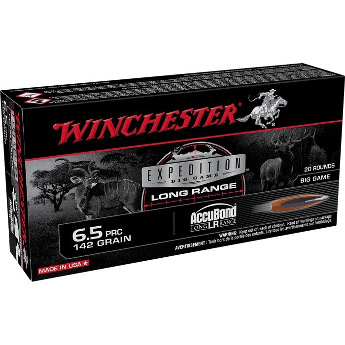 Winchester Ammo Expedition Big Game Long Range 6.5 PRC 142 gr 3020 fps Nosler AccuBond Long-Range 20 Bx/10 Cs