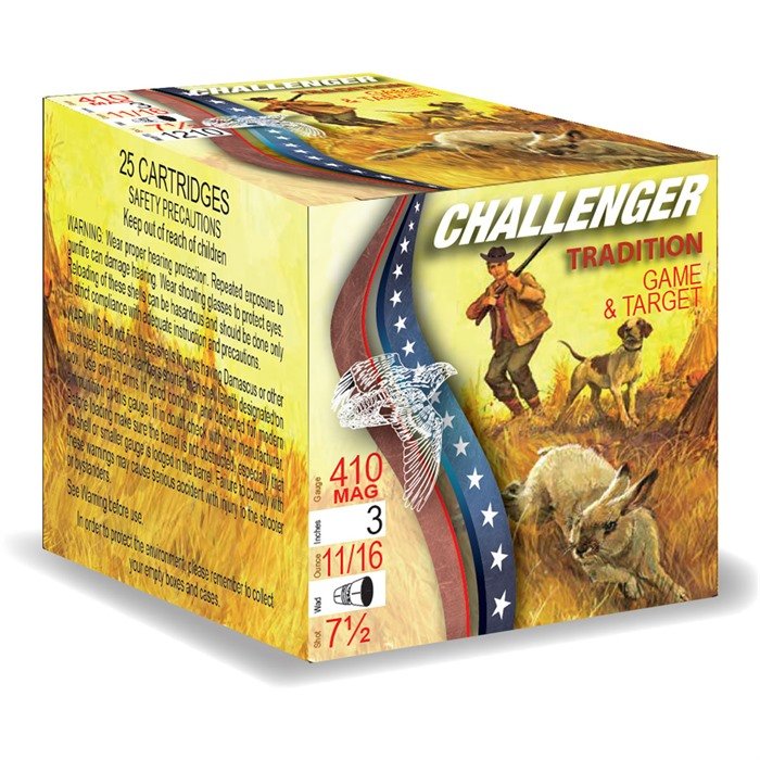 Challenger 410 Bore Shotgun Ammo 11-16 oz #7.5 - 250 Rounds - CHALLENGER AMMO - .410 BORE