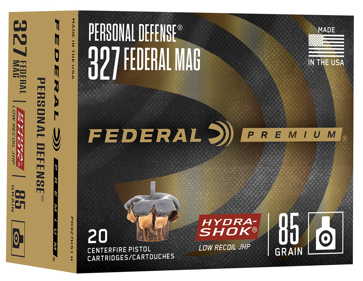 Federal Ammunition HYDRA SHOK 327 FED MAG 85GR JHP 20RD/BX - Federal Premium Ammunition - JACKETED HOLLOW POINT