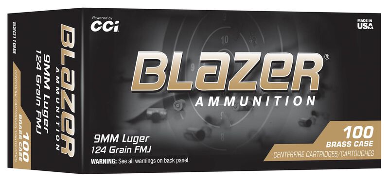 CCI 9MM LUGER 124GR FMJ BLAZER BRASS 100