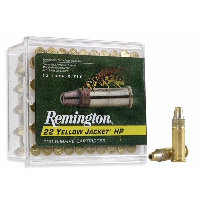 Remington Yellow Jacket 22LR, 33-Grain Truncated Cone Hollow Point, Hyper Velocity, 100-Round Brass Cased Rimfire Ammo