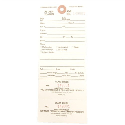 Brownells Double-Stub Claim Checks 500 Pack