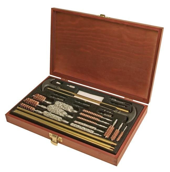 Outers 70080 Universal 32-Piece Gun Cleaning Kit with Wooden Case