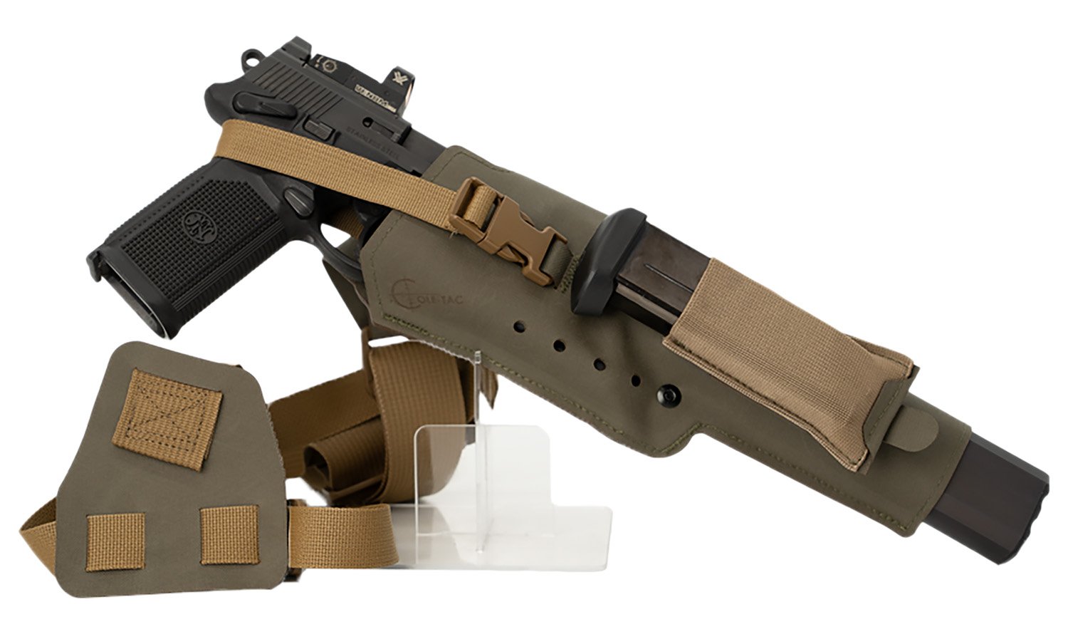 Cole-tac VWX106 Varmint Wrangler XL Pistol Holder Chest Ranger Green Left Hand - Cole-Tac - RANGER GREEN