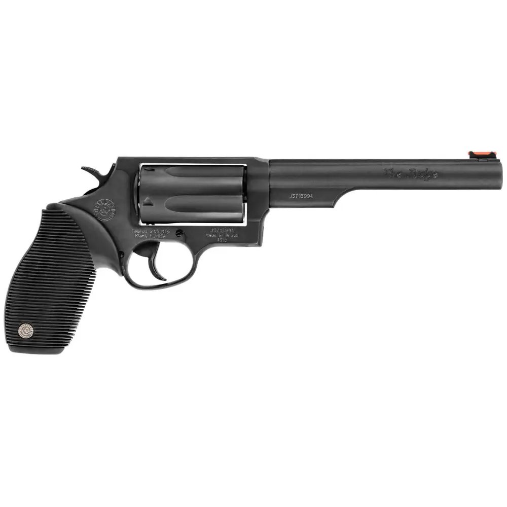 Taurus 2441061T Judge Revolver, .45/.410 Caliber, 6.5" Barrel, 5-Round Capacity, Ribber Grip, Matte Black Finish - Taurus International Manufacturing, Inc. - 410 Bore | 45 Colt