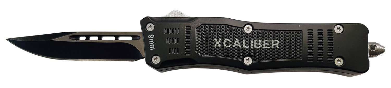 Xcaliber 9mm OTF Drop Point Knife 2.75in 440C Black Blade