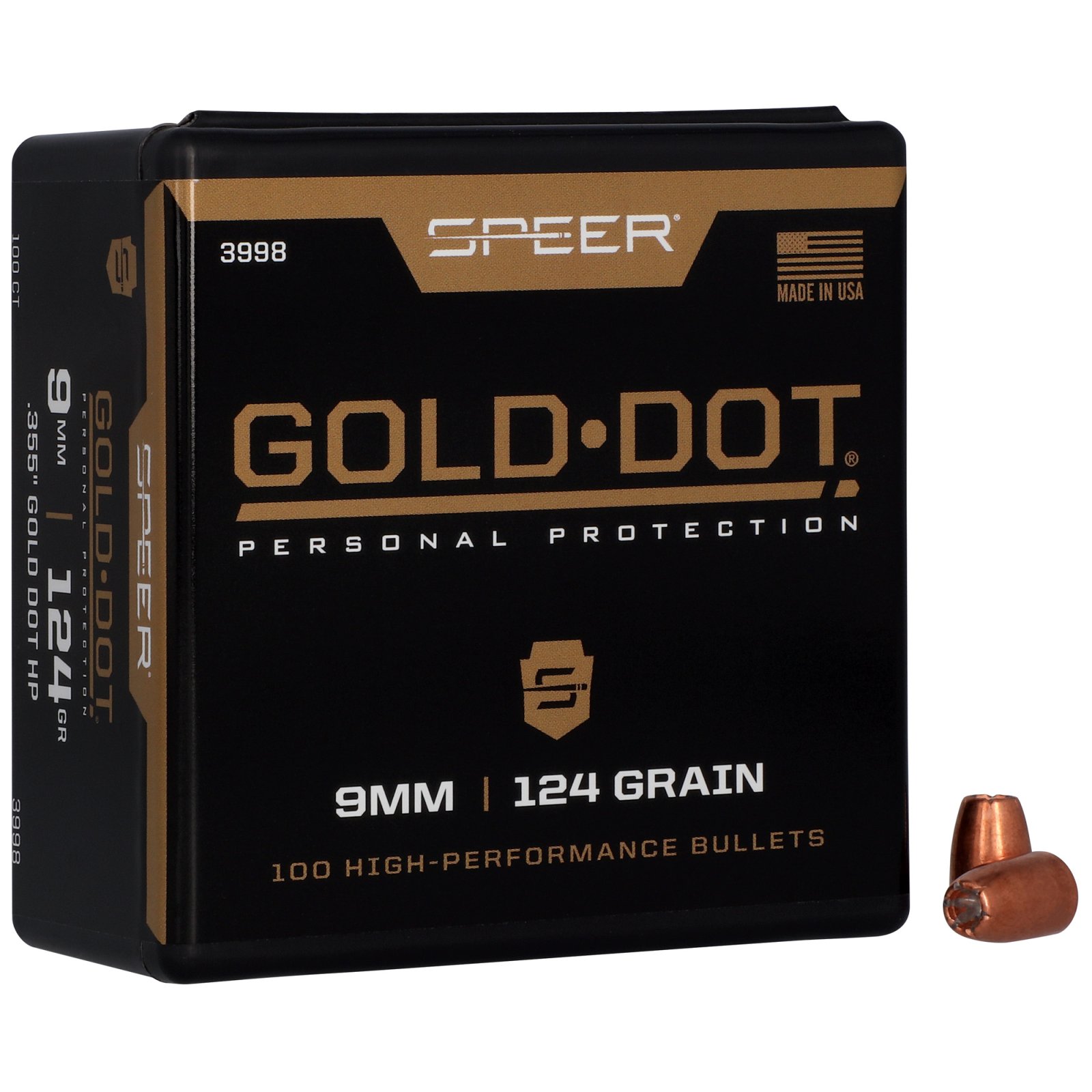 Speer 3998 Gold Dot Personal Protection 9mm 124gr Hollow Point 100 Per B...