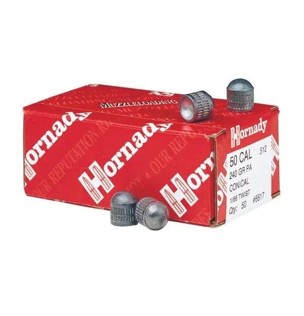 Hornady PA Conical Muzzleloading Bullets 50 cal. .512 dia. 240 gr. 50 pk. - Hornady Manufacturing Company - 50 CALIBER