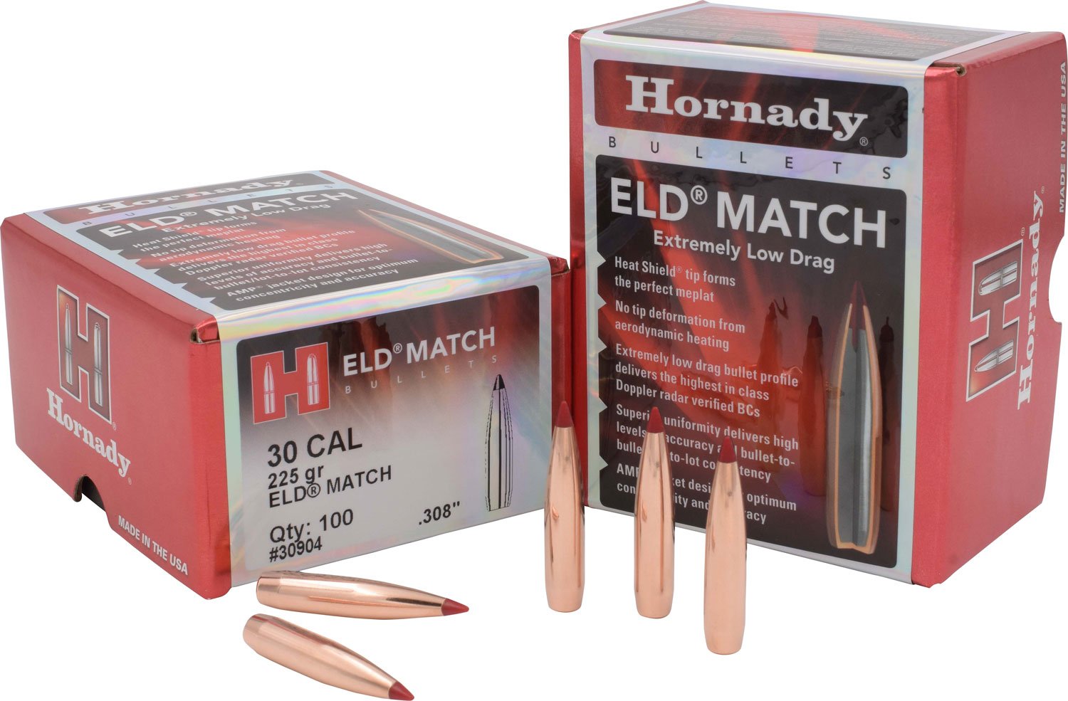 Hornady 30904 ELD Match Target 30 Cal .308 225 gr Extremely Low Drag-Match (ELD-M) - Horn Hunter - 30 Caliber