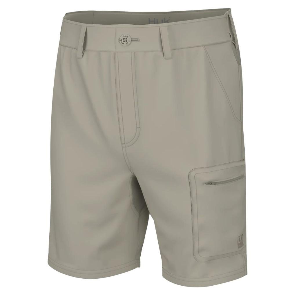 HUK H2000173250L Men's Next Level 7" Fishing Shorts Khaki, SPF, Stretch - Marolina DBA HUK