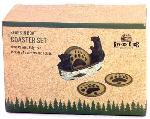 Rivers Edge 2040 Bears in a Boat Coaster Set, 4-Piece