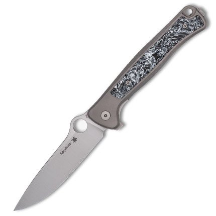 Spyderco C271TIP Slym 3.42" M390 Drop Point Titanium Carbon Fiber Knife - Spyderco