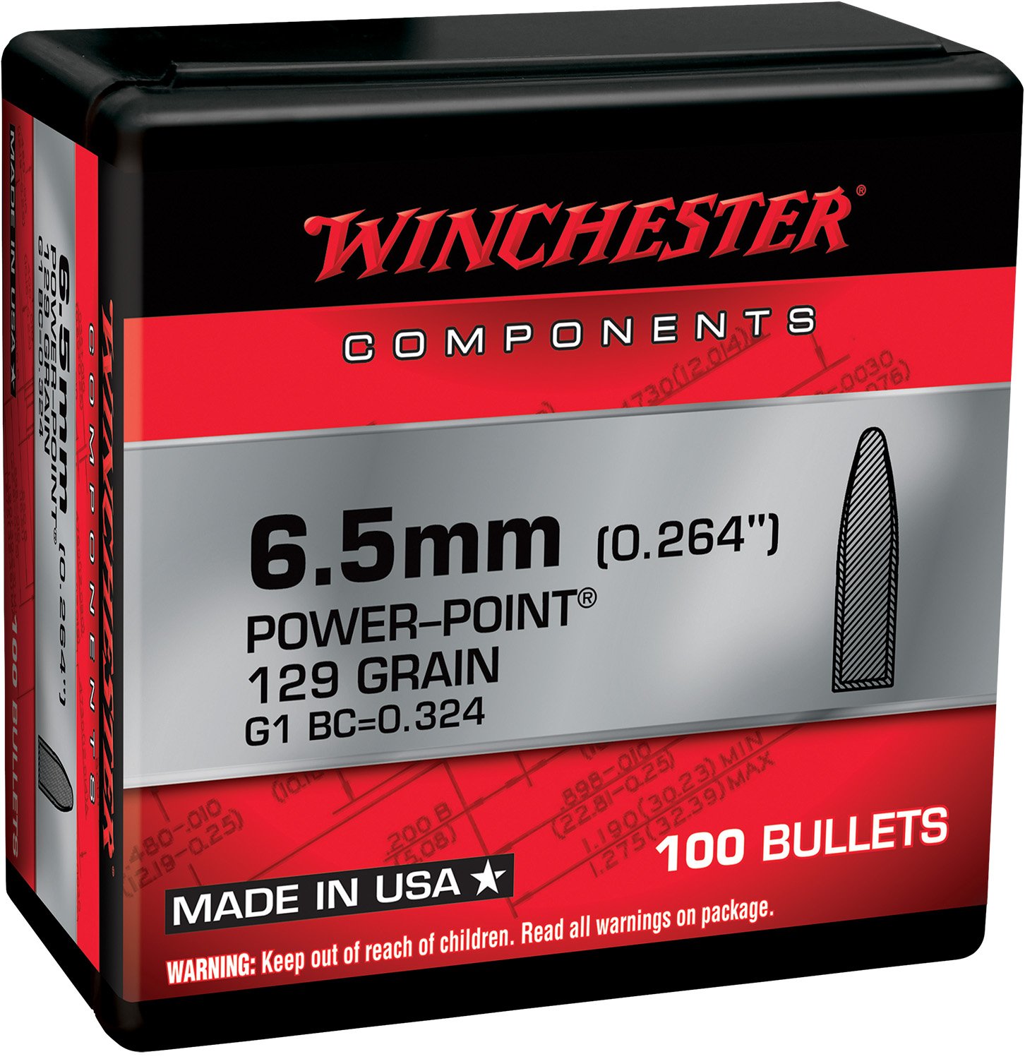 Winchester WB65PP129X Power-Point 6.5 Creedmoor 129gr Ammo 100/Box