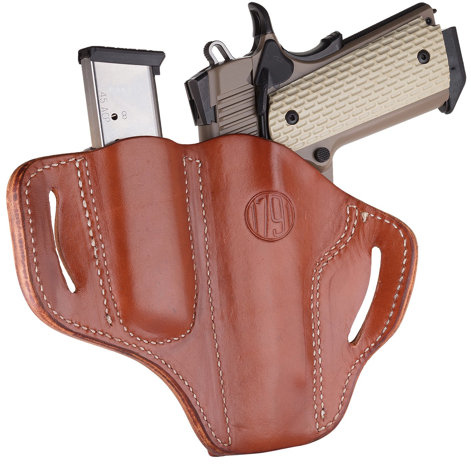 1791 Gunleather BH1M1CBRR Classic Brown Leather 1911 Belt Holster Combo - 1791 Gunleather - CLASSIC BROWN