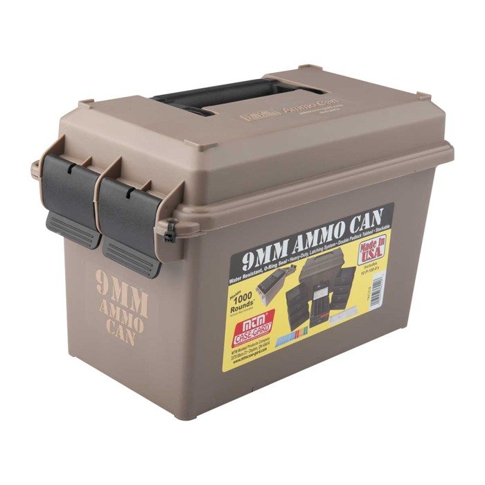 MTM ACC9 9mm Ammo Can 1000 Round, Dark Earth, 10 P-100-9s Boxes - MTM Case-Gard - 9MM