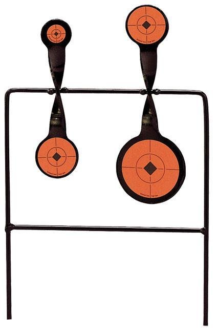 Birchwood Casey World of Targets Duplex Spinner Rimfire Pistol/Rifle AR500 Steel Black/Orange Bullseye Illustration Impact Enhancement Motion - Birchwood Casey - 3.625"/2.25"/1.625"