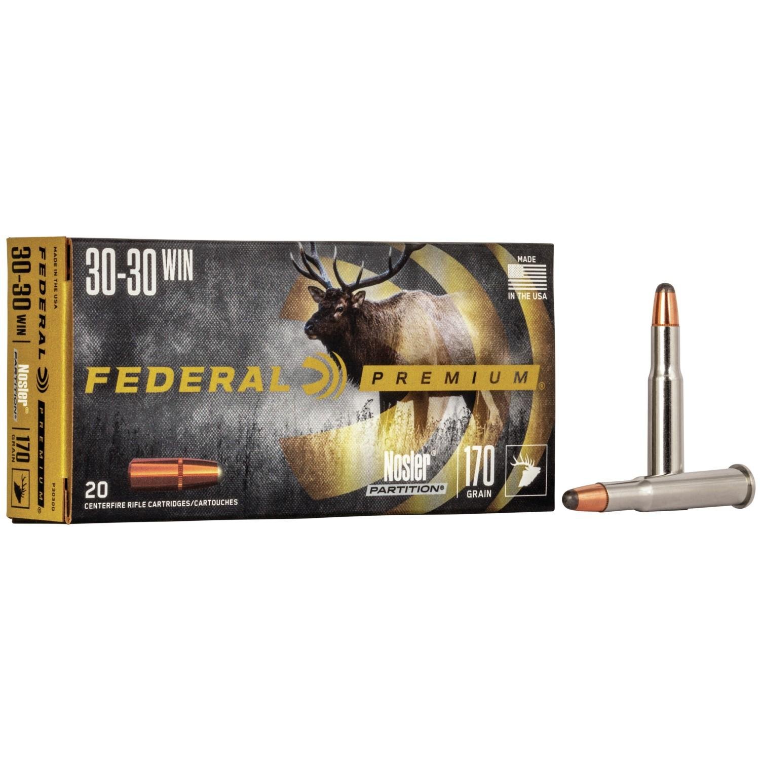 Federal P3030D 30-30 Win 170 Grain Nosler Partition 20 Rounds per Box - Federal Premium Ammunition - NOSLER PARTITION