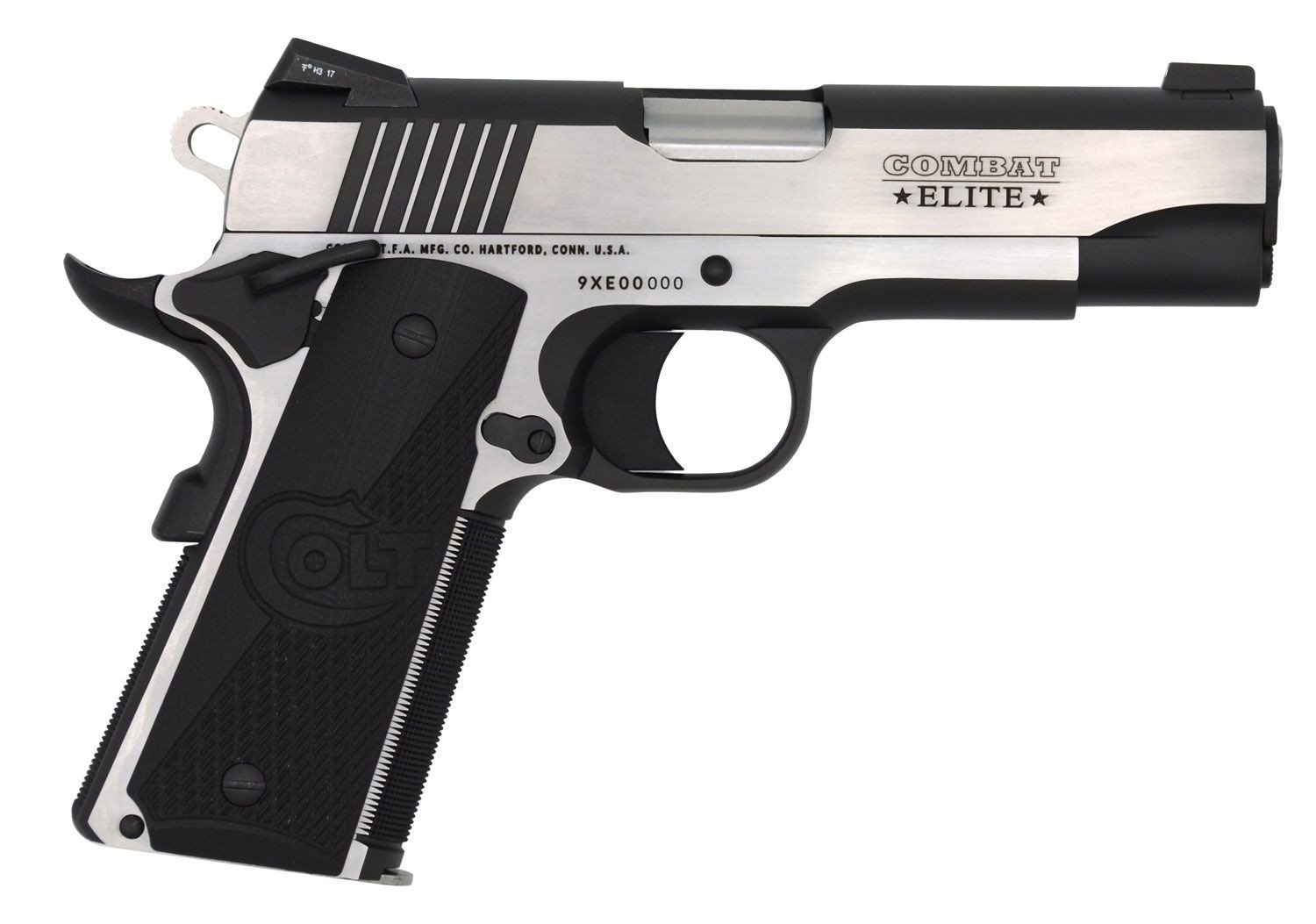 Colt O4082CE 1911 Combat Elite Commander 9mm 4.25" 8+1 Two-Tone Elite Finish Stainless Steel Frame & Slide, G10 Grip, Night Sights - Colt - 9mm